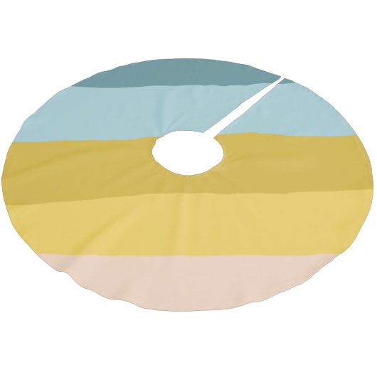 パステルストライプブルーの可愛いカラフルカラーブロック ブラッシュドポリエステルツリースカート (アングル)