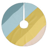 パステルストライプブルーの可愛いカラフルカラーブロック ブラッシュドポリエステルツリースカート (正面)