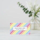 パステルストライプレインボー斜めパターン 名刺 (スタンド正面)