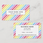パステルストライプレインボー斜めパターン 名刺 (正面/裏面)