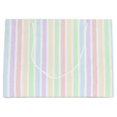 パステルストライプレインボー紙 ラージペーパーバッグ (正面)