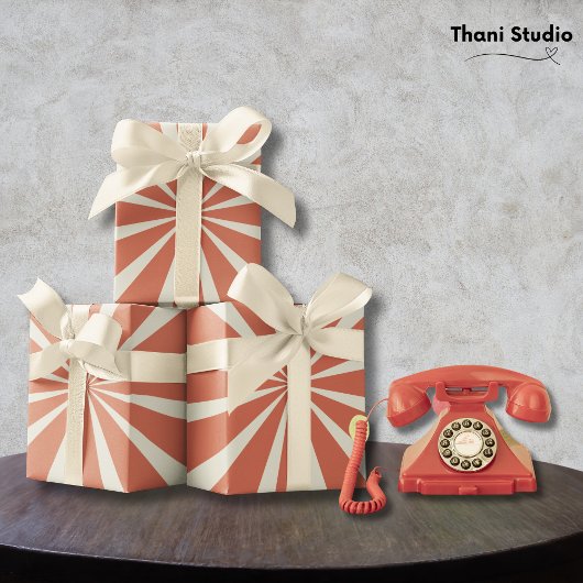 パステルストライプヴィンテージレトロ90sおもしろい誕生日 ラッピングペーパー