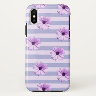 パステルストライプ柄とデイジー iPhone XSケース