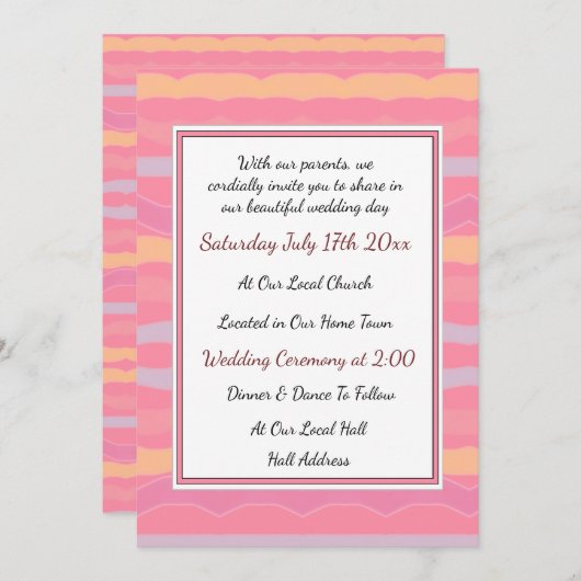 パステルストライプ結婚式招待状 招待状 (正面/裏面)