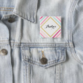 パステルストライプ金ゴールドグリッターパーソナライズされた 缶バッジ (インサイチュ)