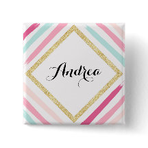 パステルストライプ金ゴールドグリッターパーソナライズされた