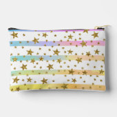 パステルストライプ金ゴールド星パーソナライズされた アクセサリーポーチ (裏面)