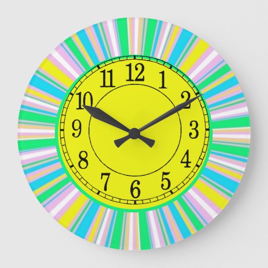 パステルストライプ ラージ壁時計 (正面)