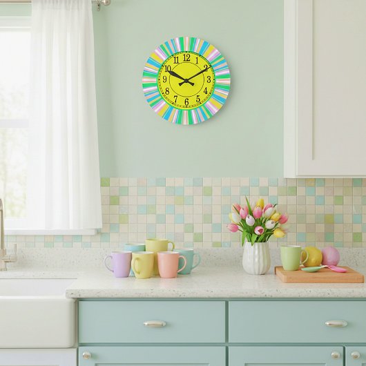 パステルストライプ ラージ壁時計