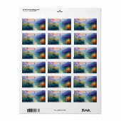 パステルストリーム上の熱気球 ラベル (フルシート)