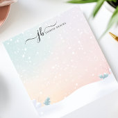 パステルスノーフォールウィンターシパーソナライズされたーン ノートパッド