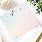 パステルスノーフォールウィンターシパーソナライズされたーン ノートパッド