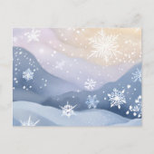パステルスノーフォールウィンターヒルズ | 水色かわいらし シーズンポストカード (正面)