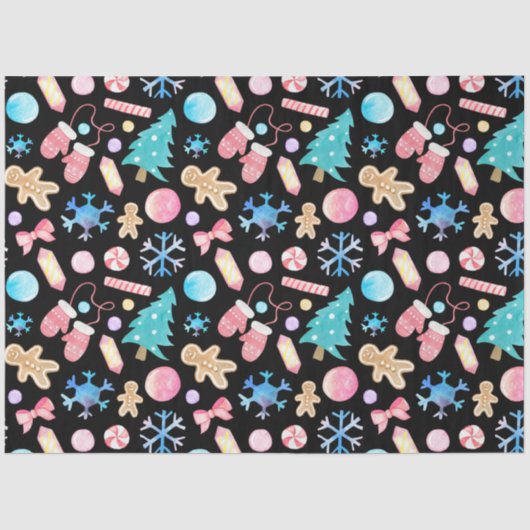 パステルスノーフレークスクリスマスツリーキャンディクリスマス 薄葉紙 (正面)