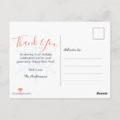 パステルスノーフレークモダンフォトホリデーサンキュー ポストカード (裏面)