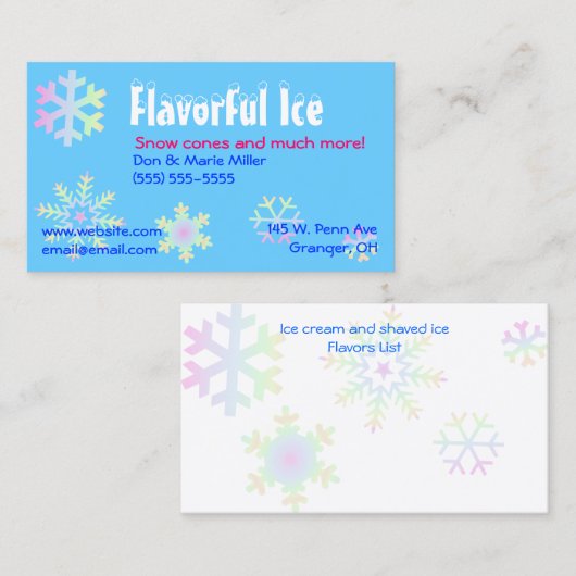 パステルスノーフレーク 名刺 (正面/裏面)