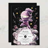 パステルスパイ忍者誕生日 招待状 (正面/裏面)