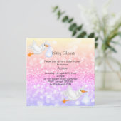 パステルスパークルストークベビーシャワー招待状 招待状 (スタンド正面)