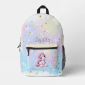 パステルスパークルユニコーン魔法の雲 プリントバックパック (正面)