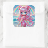 パステルスパークル子猫 スクエアシール (バッグ)