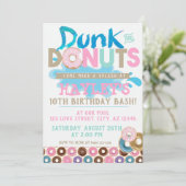 パステルスプラッシュプールダンクンドーナウトパーティー誕生日 招待状 (スタンド正面)