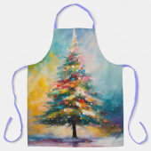 パステルスプラッシュ抽象芸術クリスマスツリー エプロン (正面)