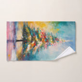 パステルスプラッシュ、クリスマスツリーのアート バスタオルセット (ハンドタオル)