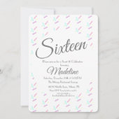 パステルスプリンクルズアイスクリームパーティースイーツ16カンス 招待状 (正面)