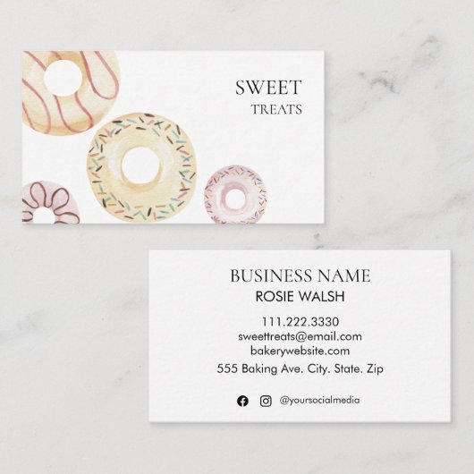 パステルスプリンクルドーヌスウィートトリートテンプレート 名刺 (正面/裏面)