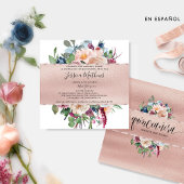 パステルスペインのフローラとバラ金ゴールドキンセアニラ 招待状