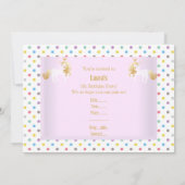 パステルスポットピンクホワイトユニコーン誕生日パーティー 招待状 (裏面)