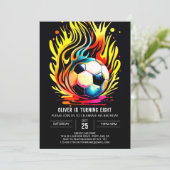 パステルスポーツウォーターカラーサッカー誕生日 招待状 (スタンド正面)