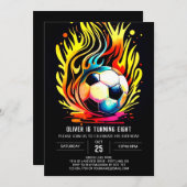 パステルスポーツウォーターカラーサッカー誕生日 招待状 (正面/裏面)