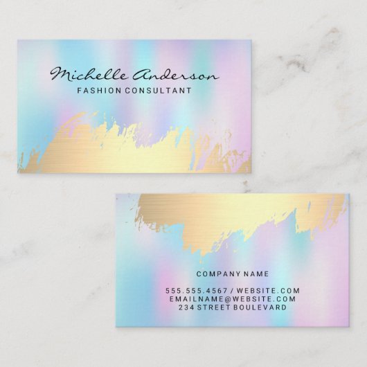 パステルスムーぼやけズバックグラウンド金ゴールドブラシ 名刺 (正面/裏面)