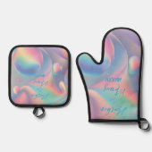 パステルスワールヒッピーカップル名ローマ数字日付 鍋つかみ&鍋敷きセット (正面)