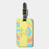 パステルスワールレトロ追加の名前レター日付モダンBO ラゲッジタグ (正面縦)