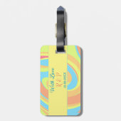 パステルスワールレトロ追加の名前レター日付モダンBO ラゲッジタグ (裏面縦)