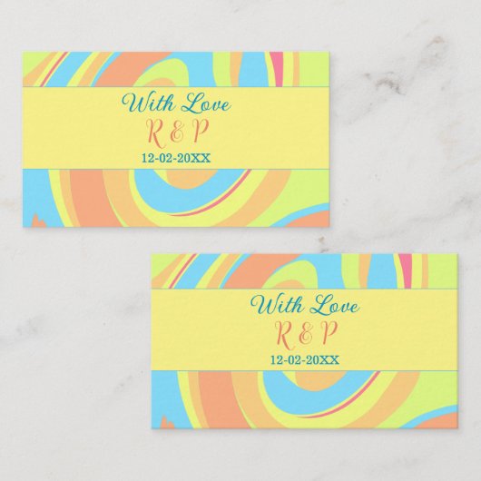 パステルスワールレトロ追加の名前レター日付モダンBO 名刺 (正面/裏面)