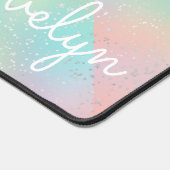 パステルスワール絞り染めかわいいピンクのティール(緑がかった色)イエローブロック デスクマット (コーナー)