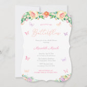 パステルズバタフライガーデンブライダルシャワーパーティー 招待状 (正面)