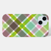 パステルズピンクアクアブルーレトロプレイドチェックパターン Case-Mate iPhoneケース (裏面 (横))