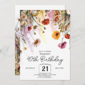 パステルズフラワーズワイルドフラワーズ40th誕生日 招待状 (正面/裏面)