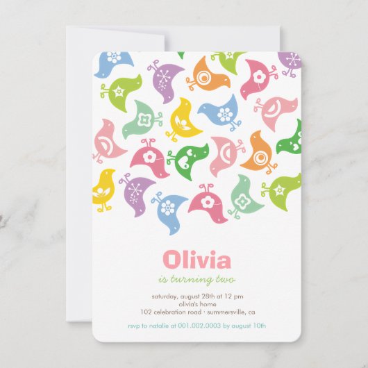 パステルズレトロチクスガールバースデーパーティー招待状 招待状 (正面)