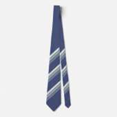 パステルセアグラスグリーンバイオレット白ストライプ色オンブルー ネクタイ (正面)