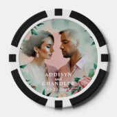 パステルセージグリーンエレガントフローラエンゲージメント結婚ズ ポーカーチップ (正面)