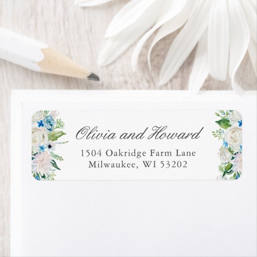 パステルセージグリーンブルーホワイトウォーターのカラーフローラ ラベル (インサイチュ)