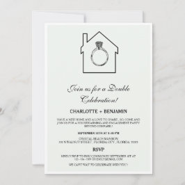 パステルセージグリーン引っ越し祝いパーティー&婚約パーティ 招待状