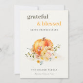 パステルソフトウォーターカラーフローラパンプキンサンクスギビング シーズンカード (正面)