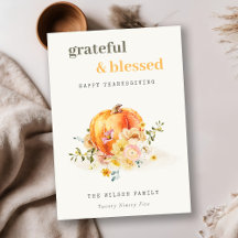 パステルソフトウォーターカラーフローラパンプキンサンクスギビング