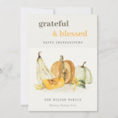 パステルソフトウォーターカラーフローラパンプキンサンクスギビング シーズンカード (正面)